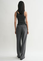 Double-pleated tailored trousers grey melange