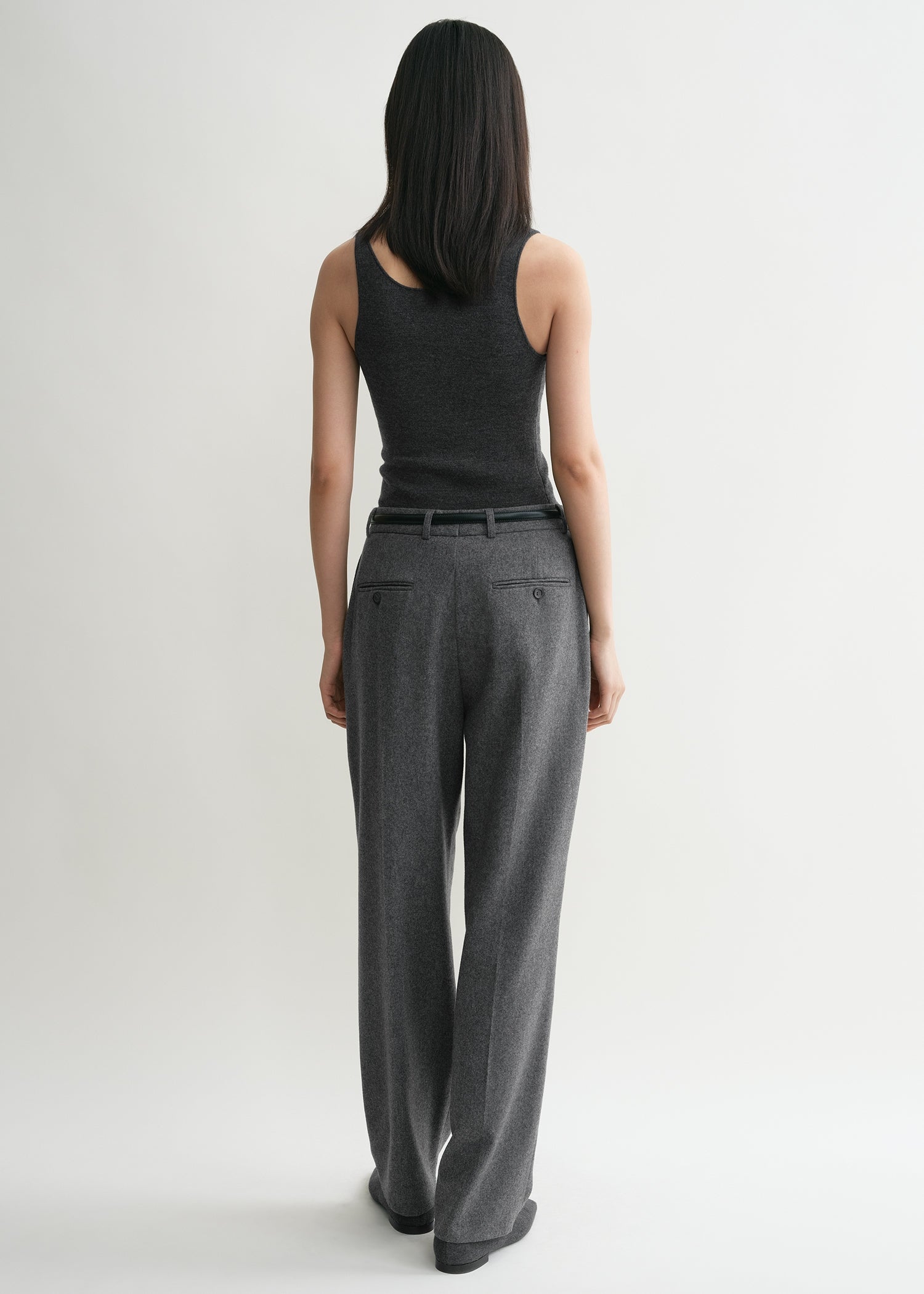 Double-pleated tailored trousers grey melange