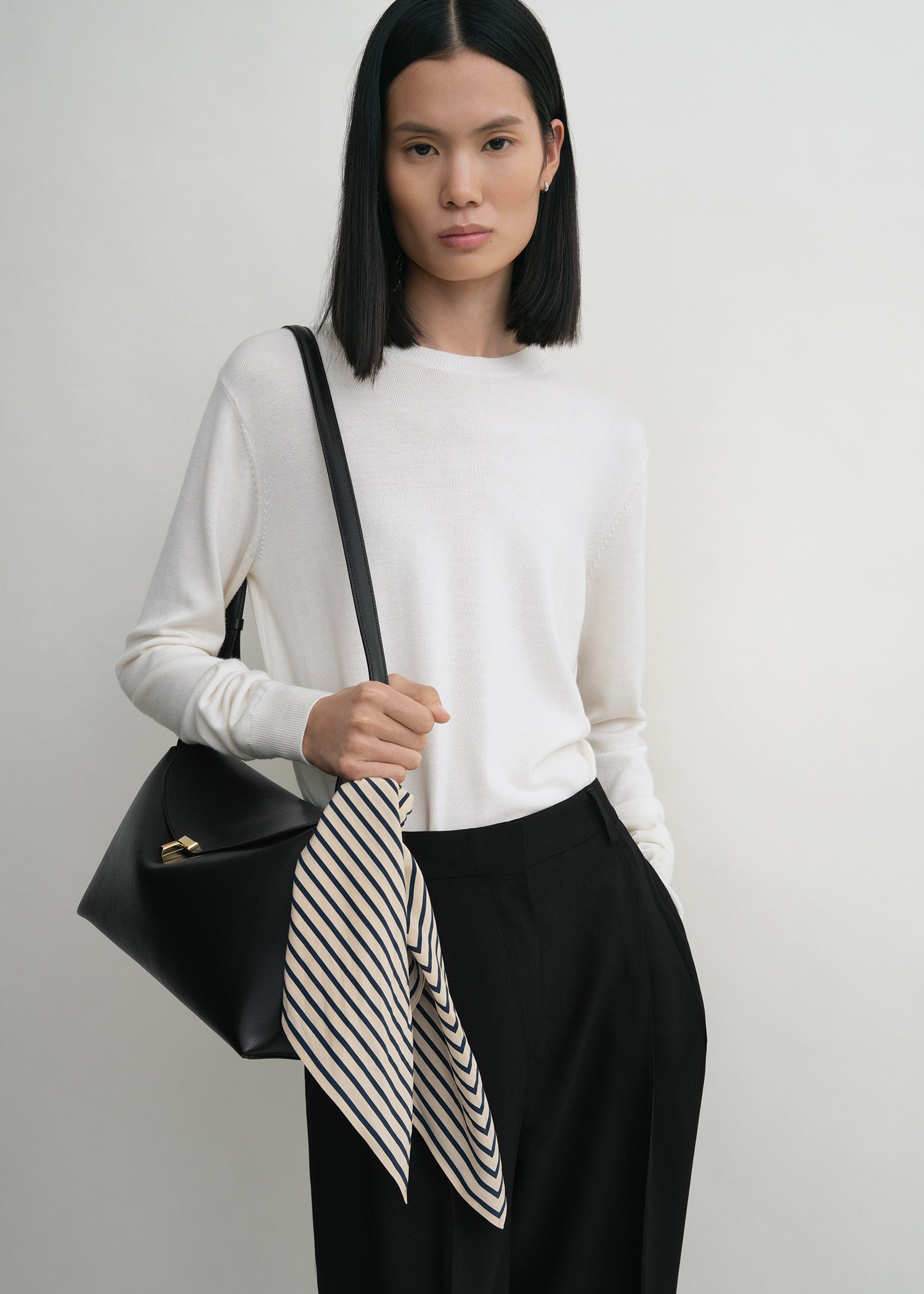 Signature monogram silk scarf crème – TOTEME