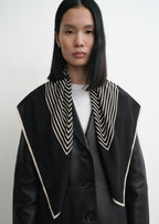 Centered monogram silk scarf black