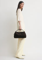 T-lock suede top handle espresso