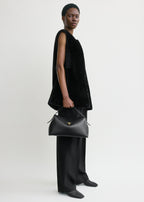 T-lock leather top handle black