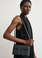 Mini T-flap leather bag black