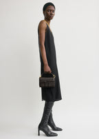 Mini T-flap croco-embossed bag dark brown