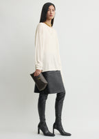 T-lock leather clutch bark