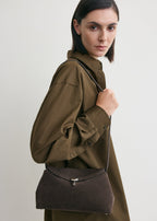 T-lock suede clutch brown