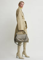T-lock leather satchel taupe
