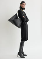 Bevel grained-leather bag black