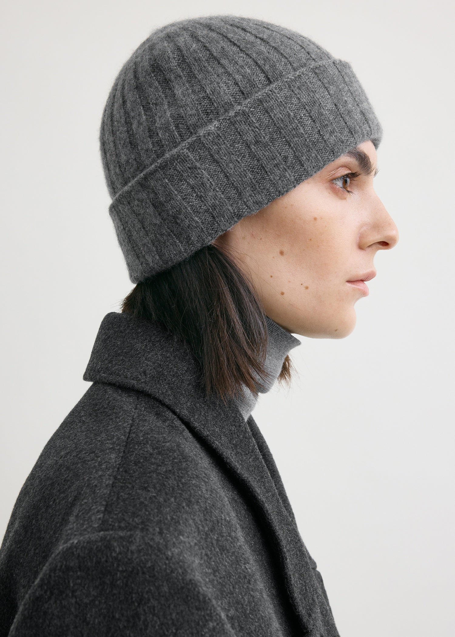 Cashmere beanie charcoal melange