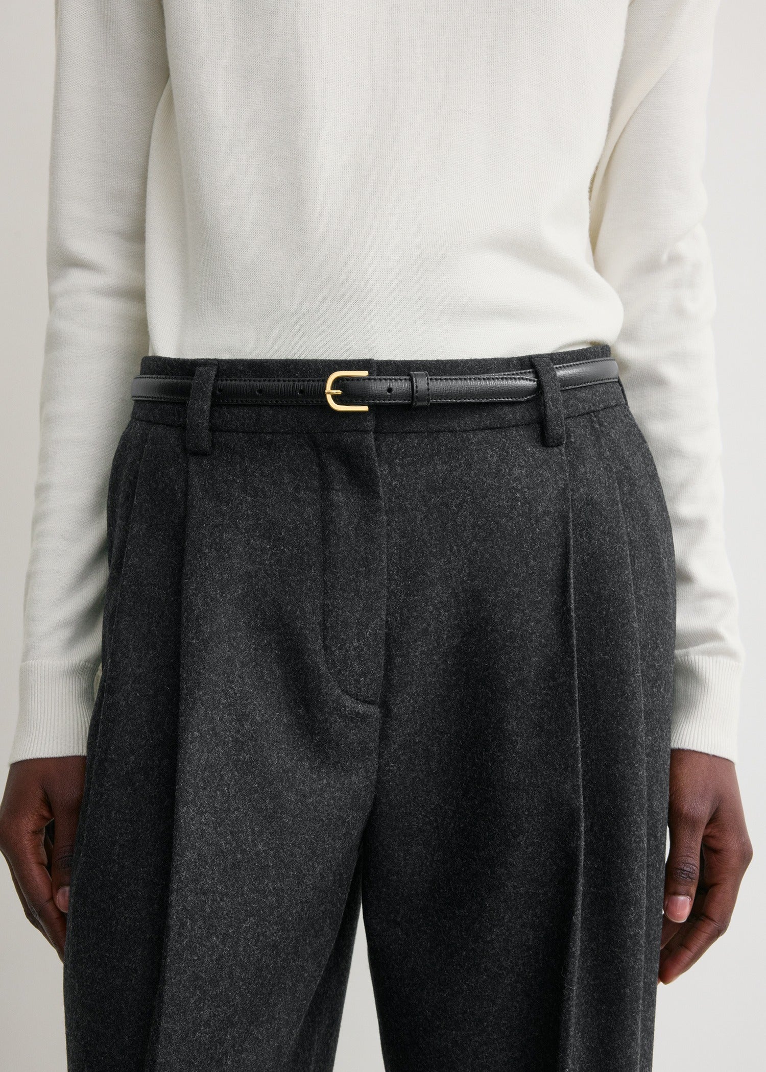 Toteme - Thin Leather Belt Black - 90 - Women Toteme - Thin Leather Belt Black - 90 - Women