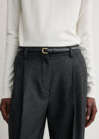 Thin leather belt black