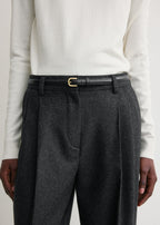 Thin leather belt black