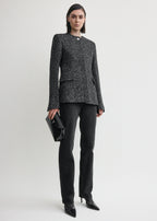 Collarless cinched jacket black/white