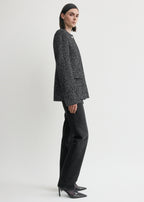 Collarless cinched jacket black/white