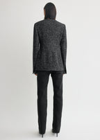 Collarless cinched jacket black/white
