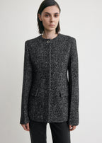 Collarless cinched jacket black/white