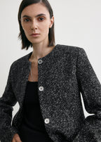 Collarless cinched jacket black/white