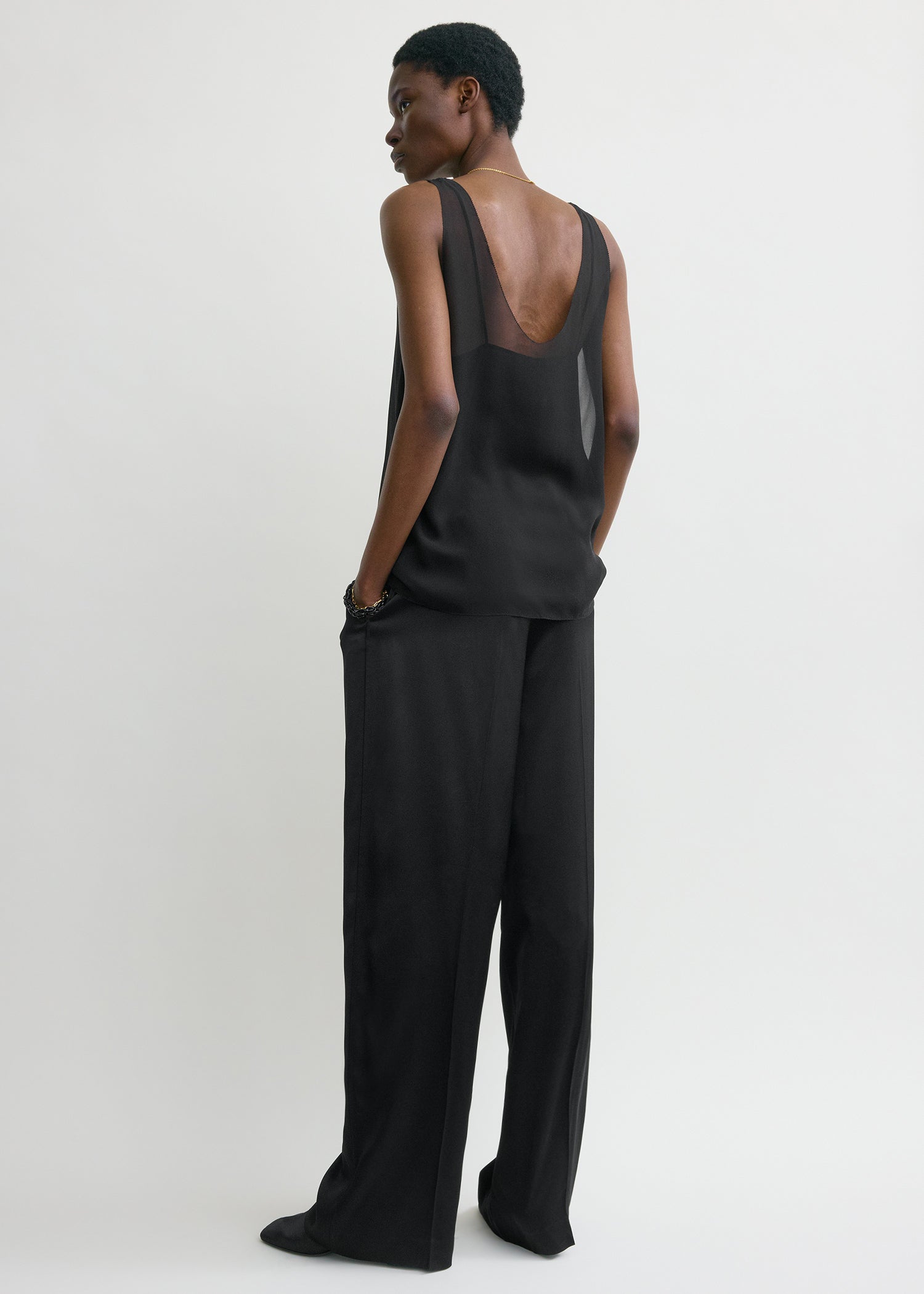 Chiffon slip top black
