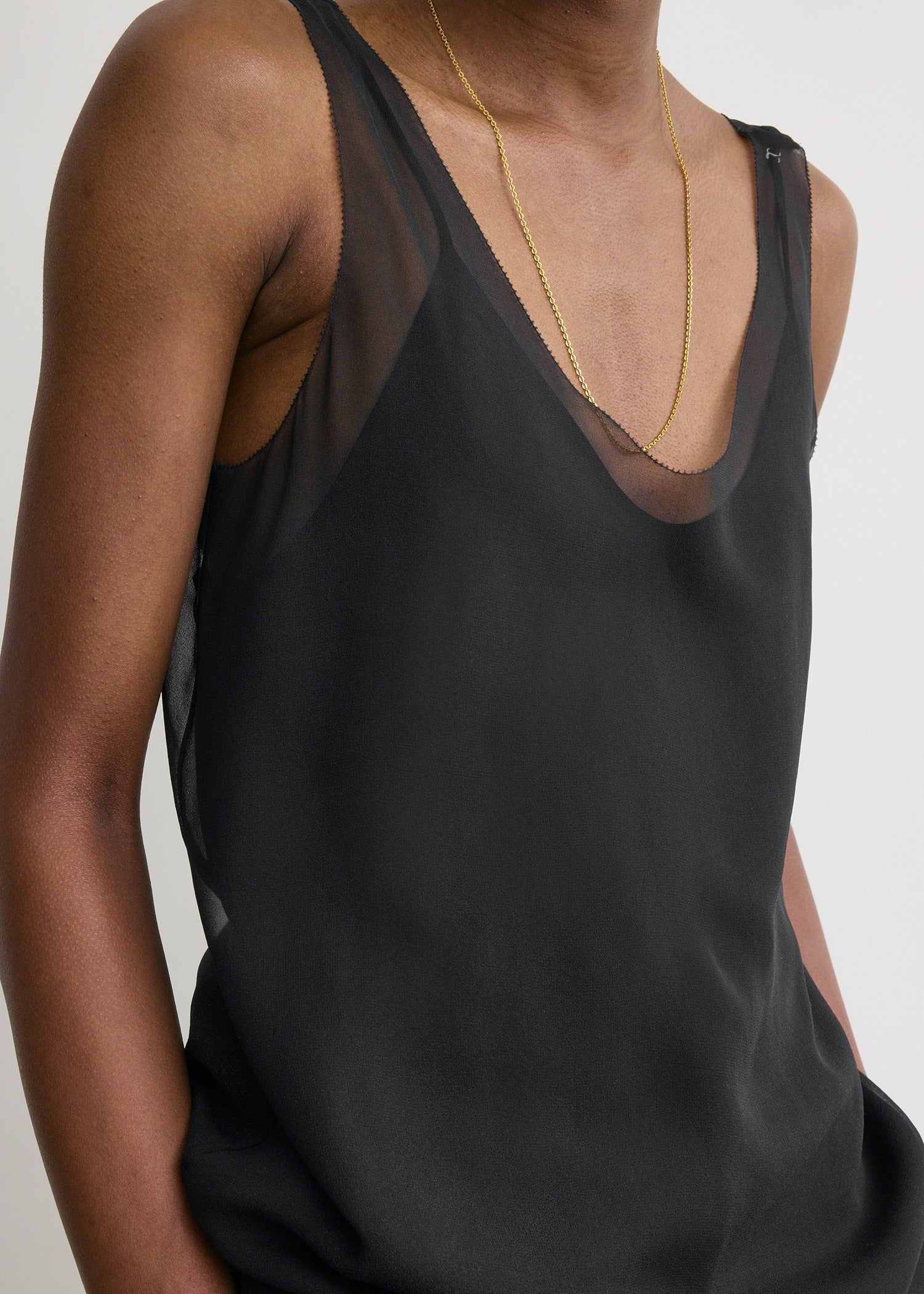 Chiffon slip top black