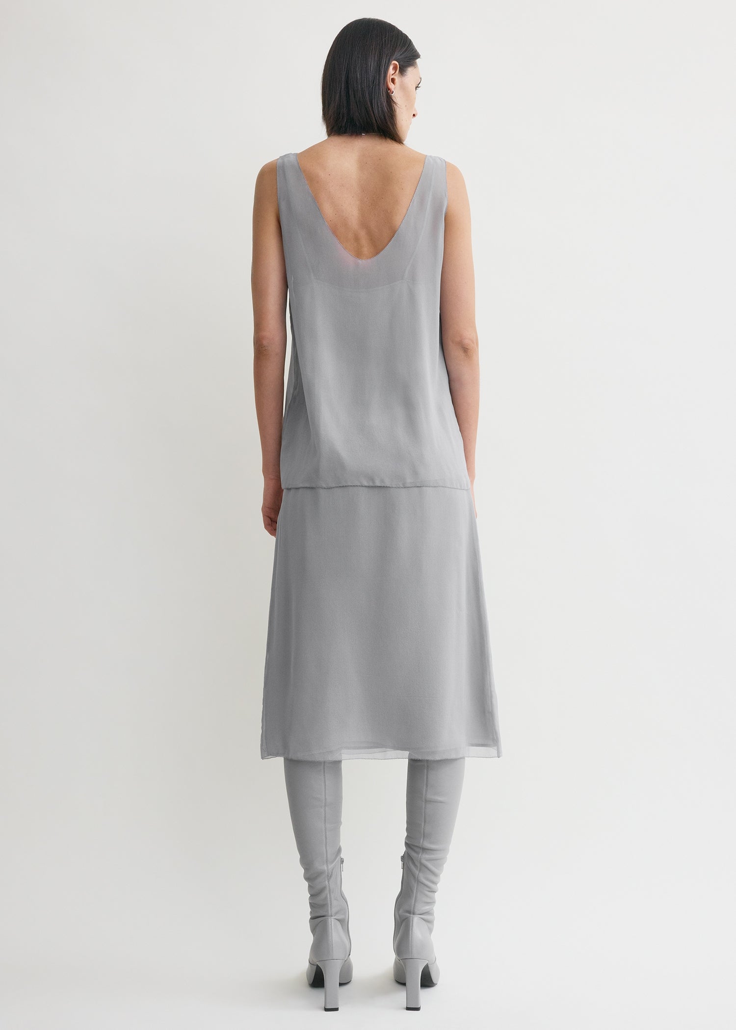 Chiffon slip top light grey
