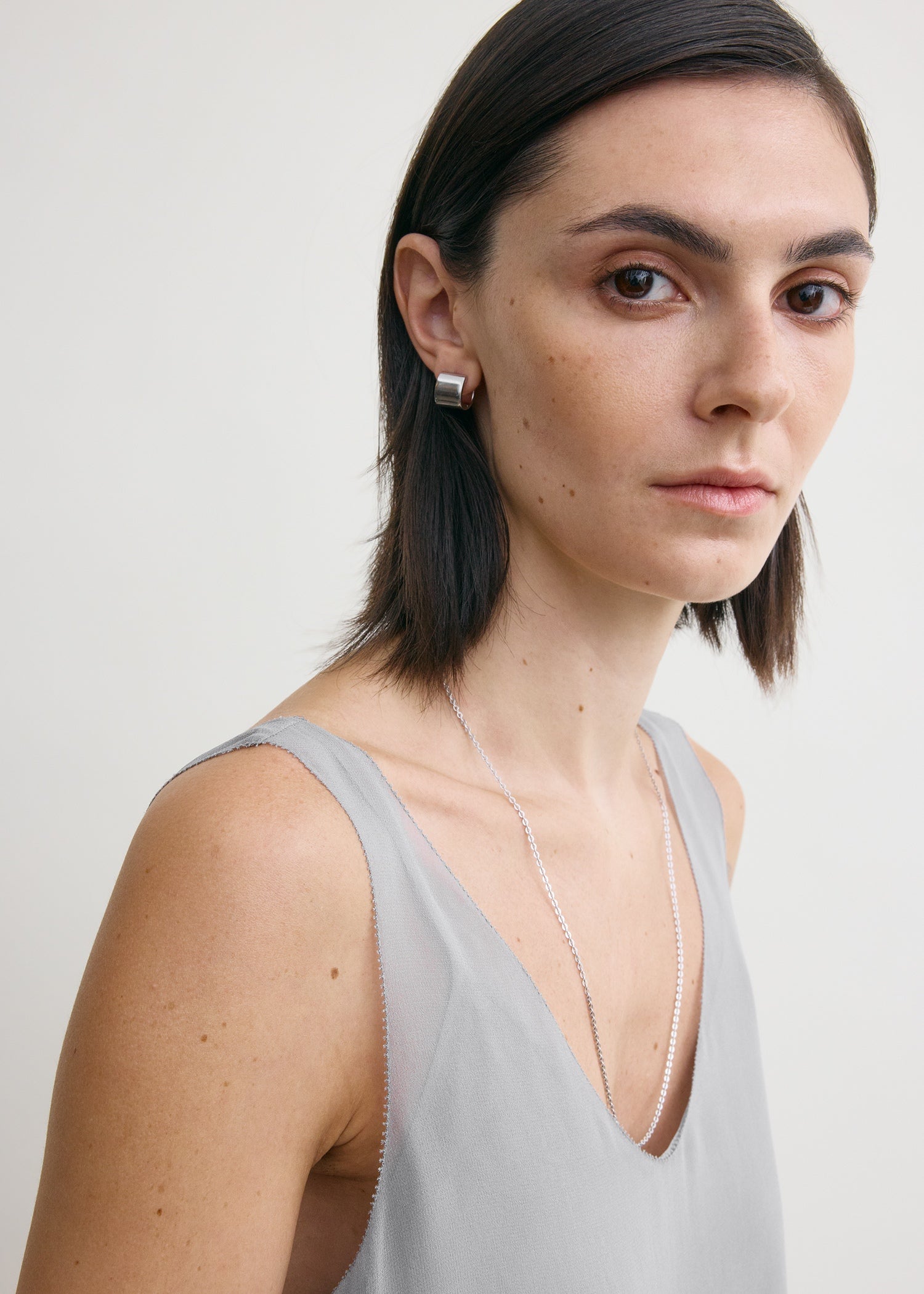 Chiffon slip top light grey