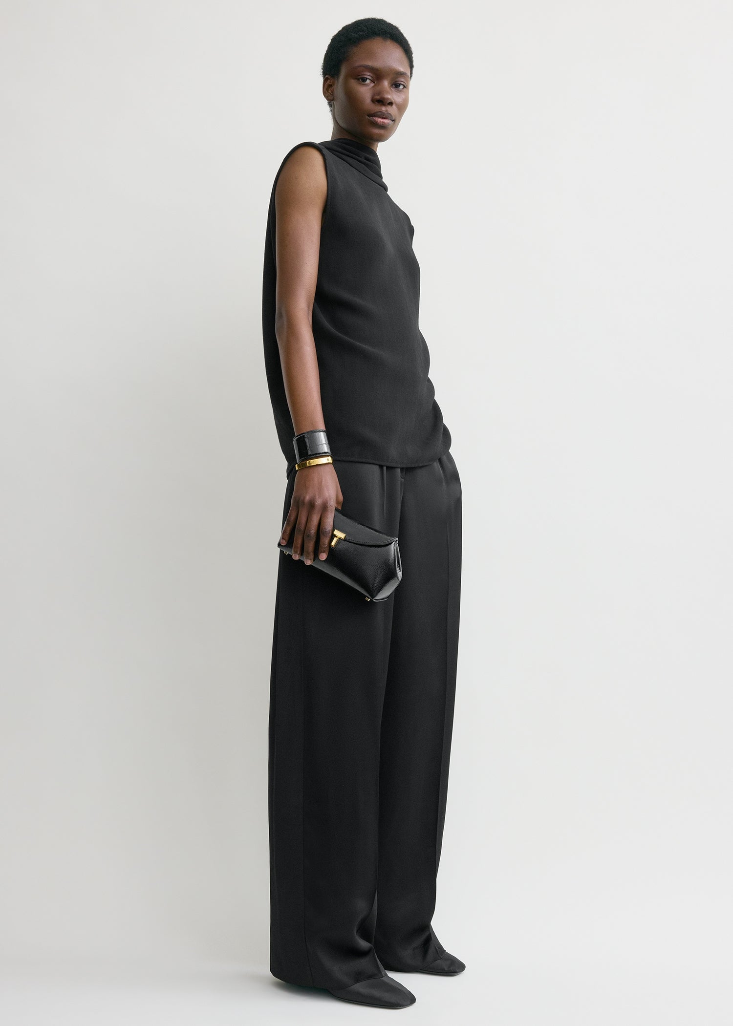 Cocoon cape blouse black