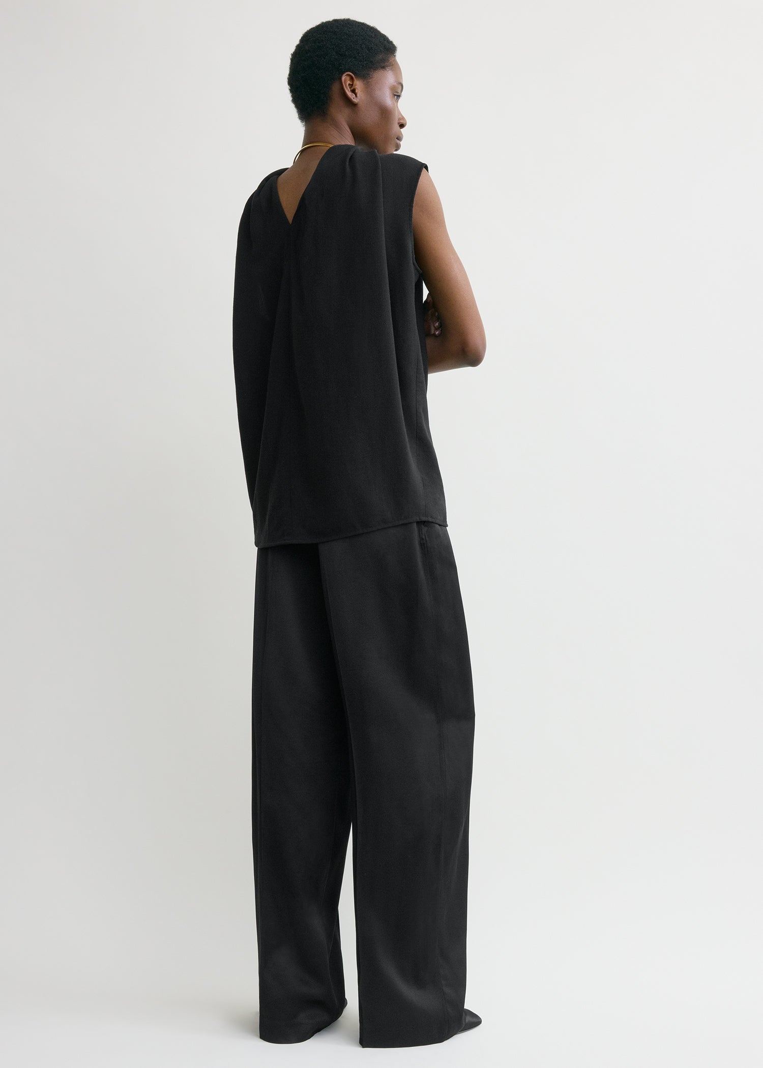 Cocoon cape blouse black