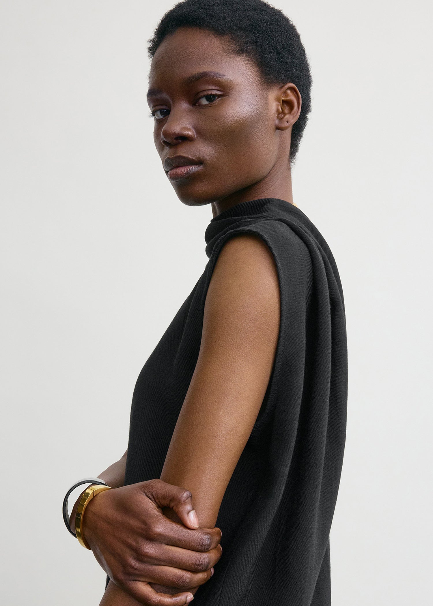 Cocoon cape blouse black