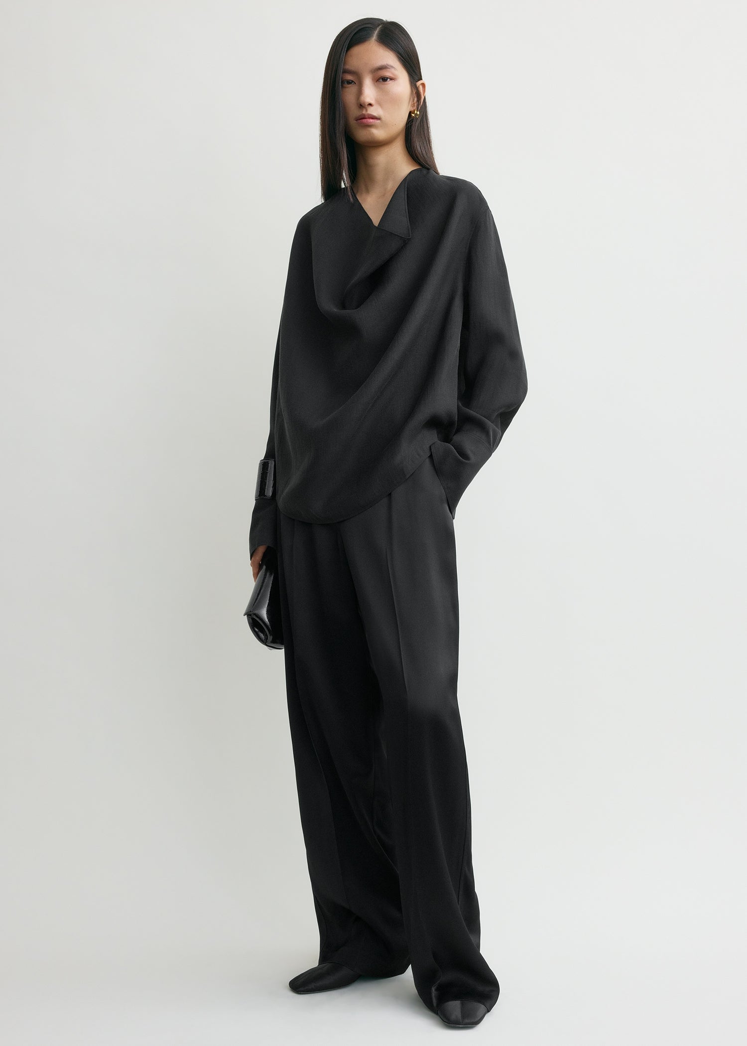 Cowl blouse black