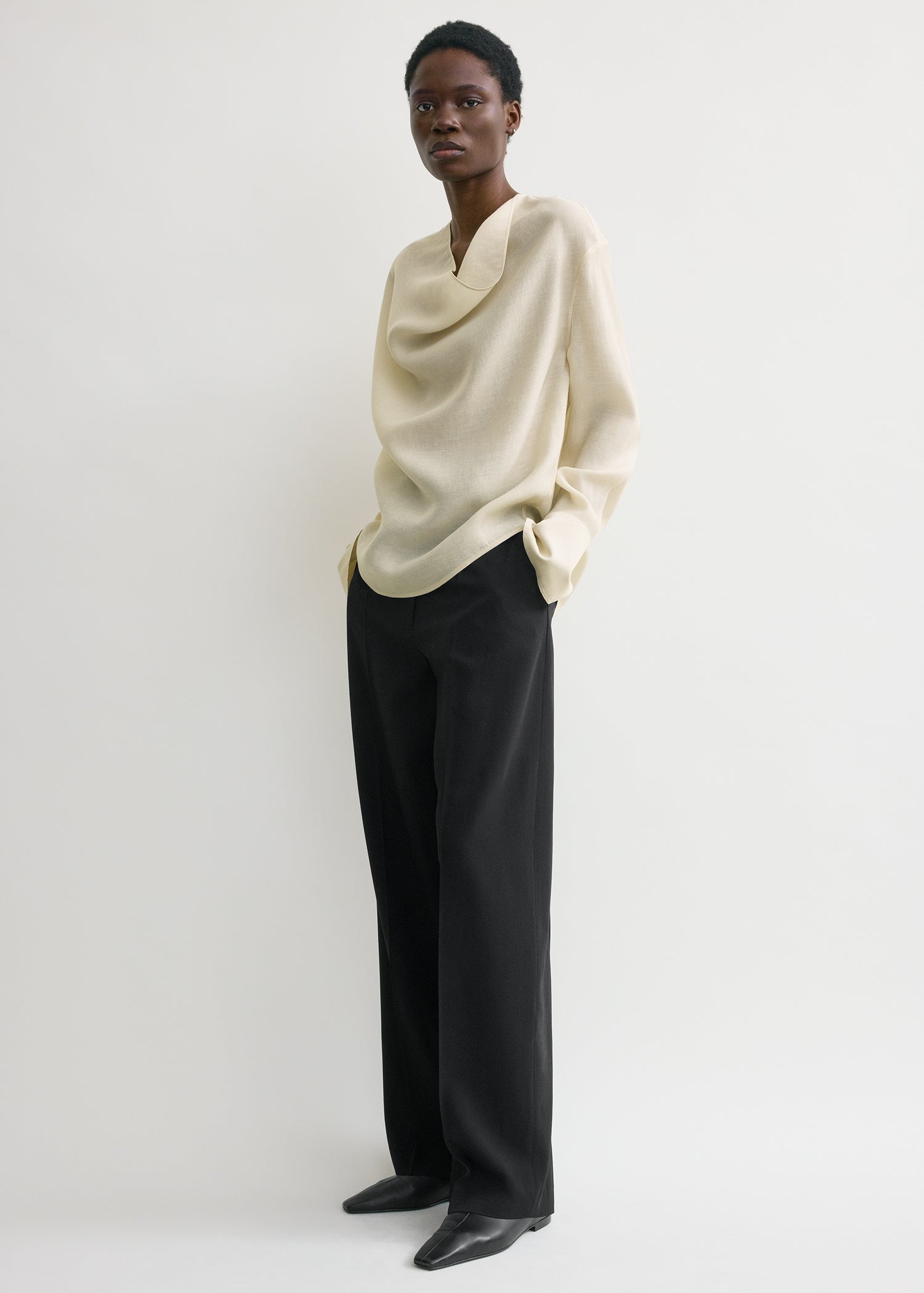 Cowl blouse ecru