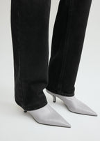 Nappa heeled sock boots light grey