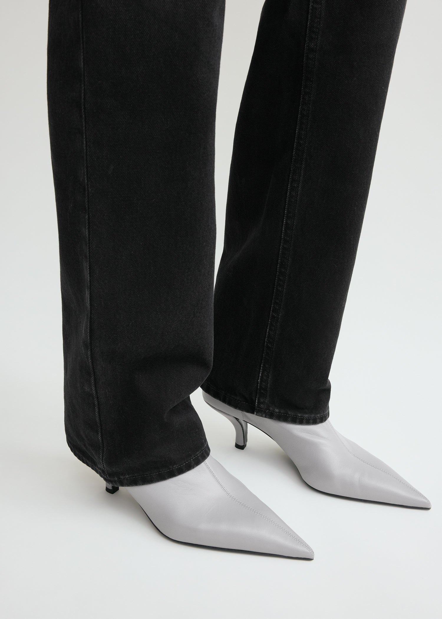 Nappa heeled sock boots light grey