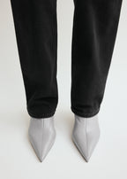Nappa heeled sock boots light grey
