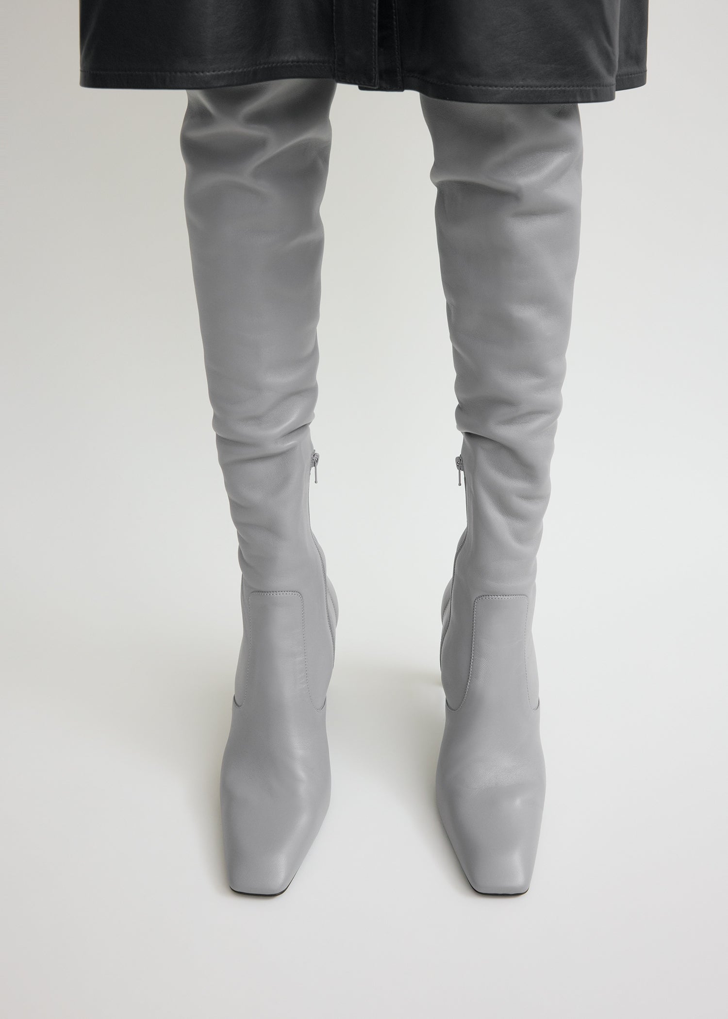 Nappa over-the-knee boots light grey - Main Image