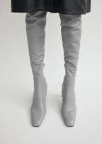 Nappa over-the-knee boots light grey