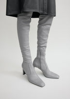 Nappa over-the-knee boots light grey