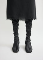 Satin knee-high boots black