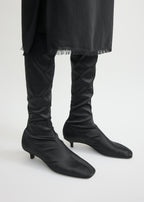 Satin knee-high boots black