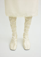 Satin knee-high boots milk