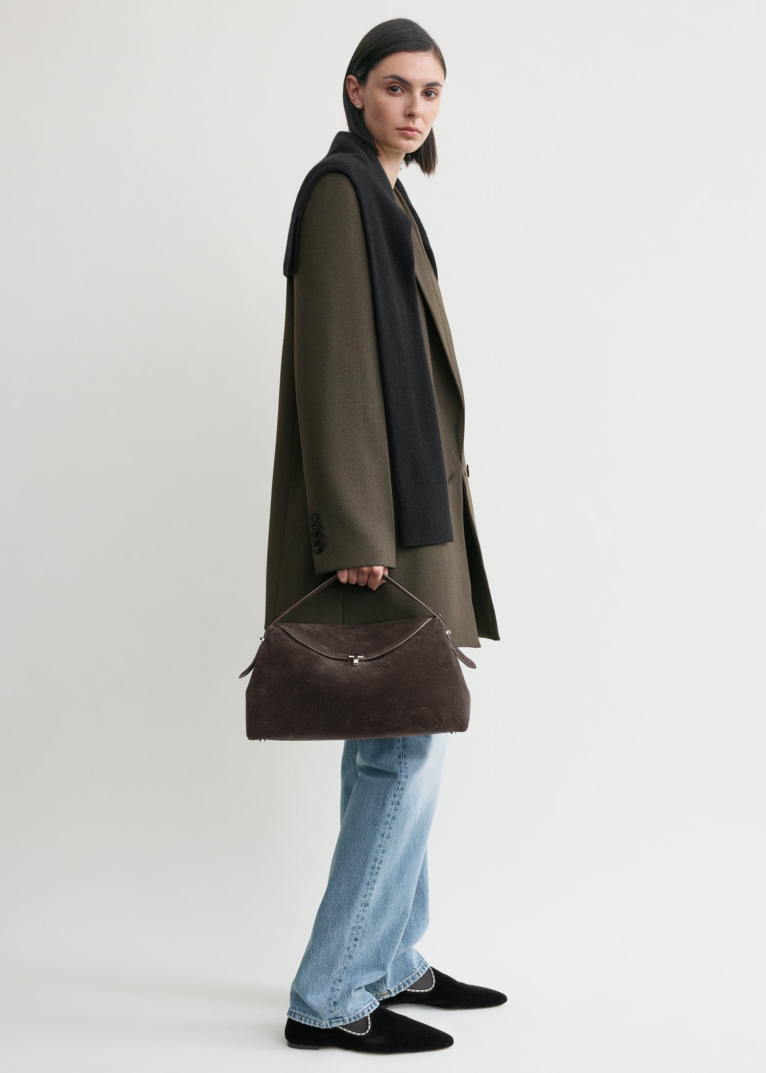 T-lock suede top handle brown – TOTEME