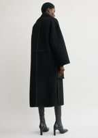 Embroidered scarf coat black