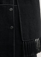 Embroidered scarf coat black
