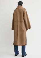 Embroidered scarf coat camel