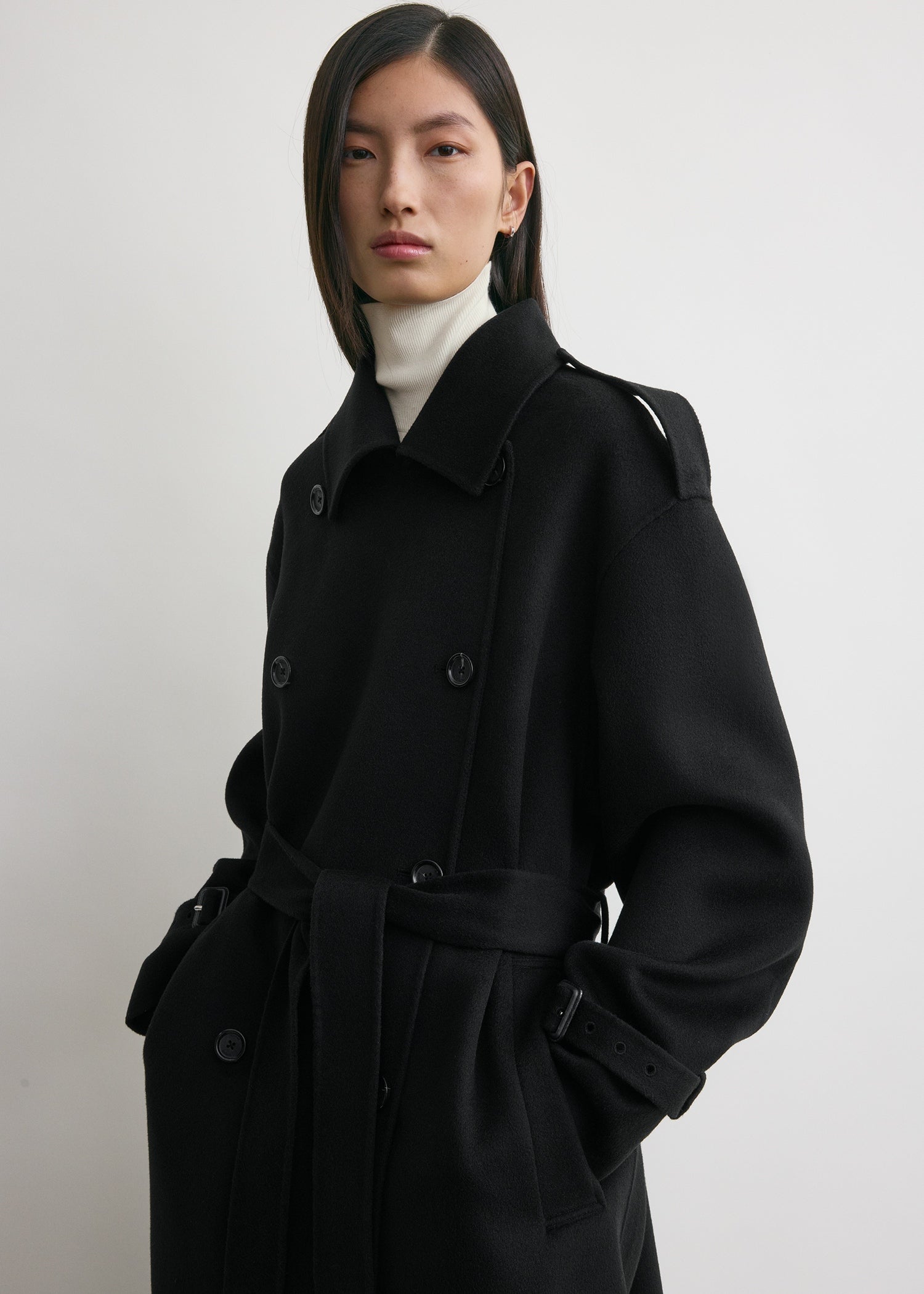 Doublé winter trench black