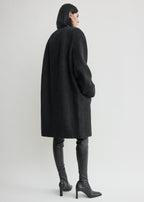 Collarless felt coat charcoal