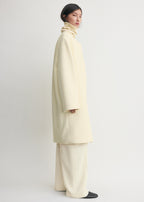 Collarless felt coat ecru
