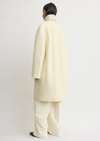 Collarless felt coat ecru