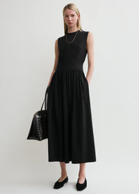 Sleeveless cotton tee dress black