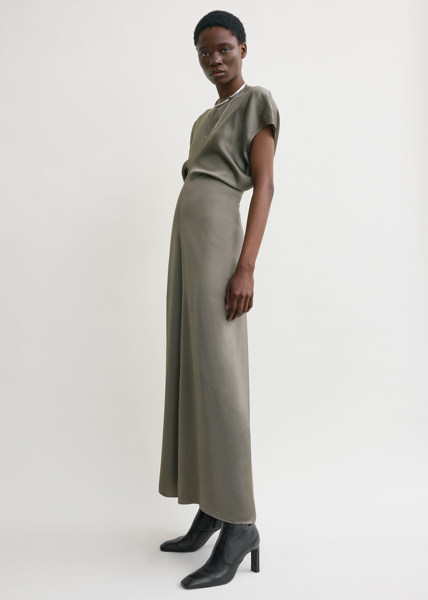 Slouch waist dress taupe