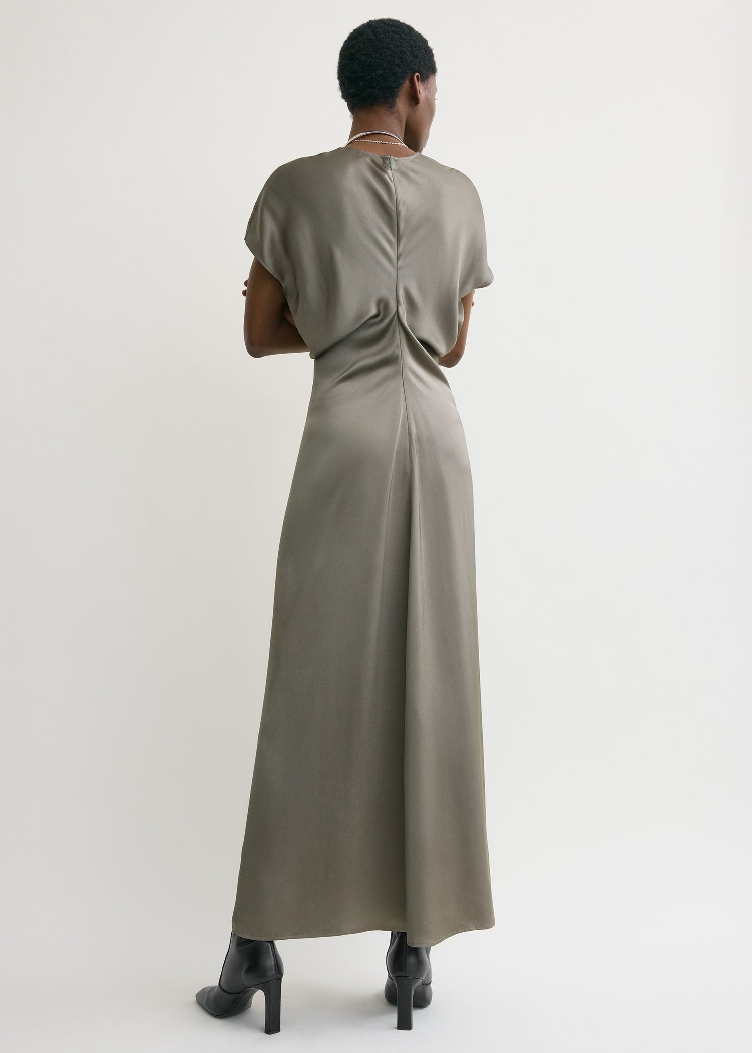 Slouch waist dress taupe